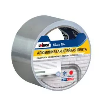 Лента клейкая алюминиевая UNIBOB, 50 мм, 10 м, 70 мкм