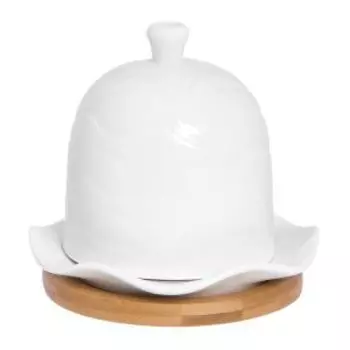 Лимонница Айсберг волны на деревянной подставке, 12,5 х 12,5 х 11 см, фарфор