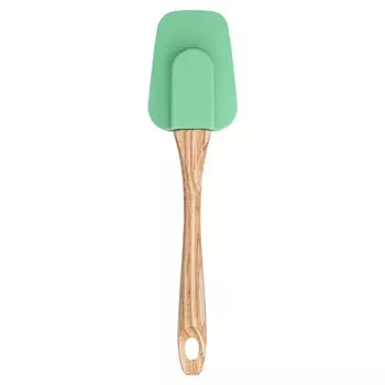 Лопатка-ложка, силикон/дерево, зеленый