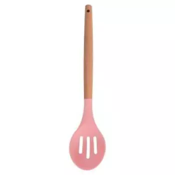 Ложка-шумовка Бон-роз, 31.5 см, силикон/дерево
