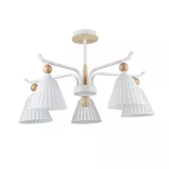 Люстра Дэла, Е27, 60 Вт, 66 см, металл, дерево, стекло, белый