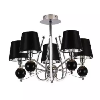 Люстра HIPER Luarca, E14, 40Вт + LED, 40Вт, металл, ткань, черный, хром