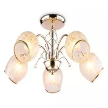 Люстра потолочная TR3189/5, Е27, 40 Вт, 60 см, металл, стекло, золотой