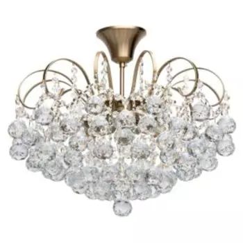 Люстра Жемчуг, Е14, 60 Вт, хрустальные шарики, бронза