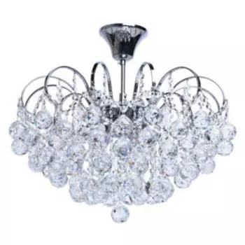 Люстра Жемчуг, Е14, 60 Вт, хрустальные шарики, хром