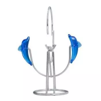 Маятник Дельфины друг за другом с кольцом, 6.5х6.5х14 см, металл