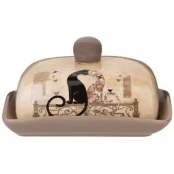 Масленка Agness Парижские коты, 17х12.5х9 см, керамика
