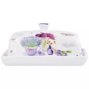 Масленка Elan Gallery Лаванда, 13.5х9х6.5 см, фарфор