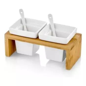 Менажница 2-х секционная Bamboo, фарфор/ бамбук