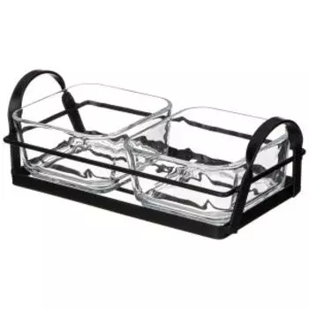 менажница AGNESS Kitchen 2 секции,стекло/метал