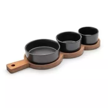 Менажница Apollo Alturo, 3 шт, 90/135/200 мл, каменная керамика/дерево