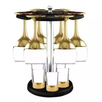 Минибар Поло золото, 12 предметов, стекло