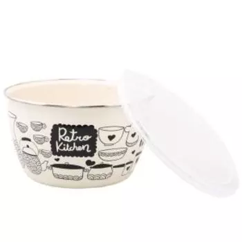 Миска Metrot Ретро с пластиковой крышкой, 2,4 л, металл