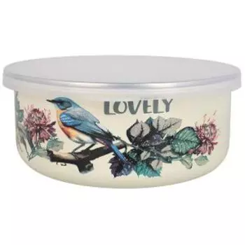 Миска с крышкой Metrot Певчая птичка, 1.3 л, эмаль