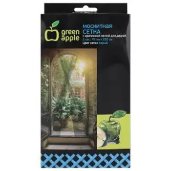 Москитная сетка на дверь Green Apple, 2 шт, 75x220 см, 2 шторы + крепежная лента