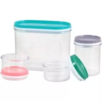 набор банок д/хранения РЫЖИЙ КОТ SB-1 4шт, пластик