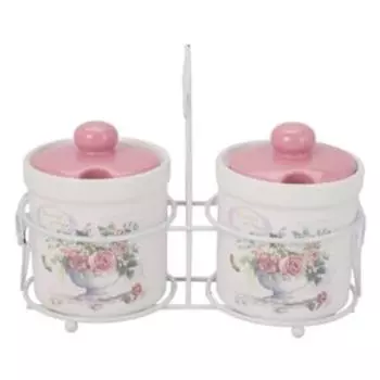 Набор банок La Venir Beautiful garden на подставке, 240 мл, керамика