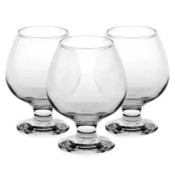 Набор бокалов для коньяка Bistro, 3 шт, 360 мл, гладкое бесцветное стекло