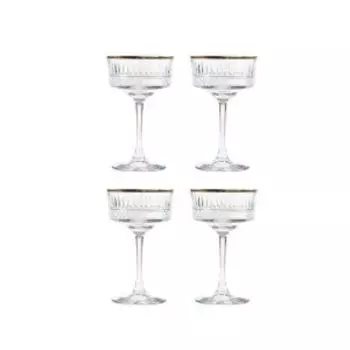 Набор бокалов для шампанского Pasabahce Elysia Gold, 4 шт, 260 мл, стекло, золотая обводка