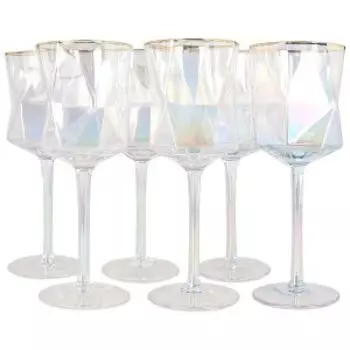 Набор бокалов с золотой обводкой, 6 шт, 450 мл, стекло