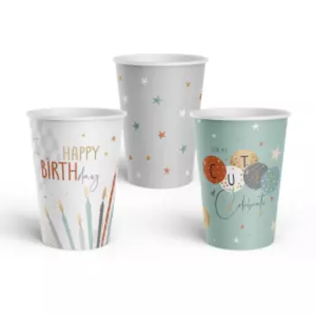 Набор бумажных одноразовых стаканов Party, 6 шт, 250 мл, цветные