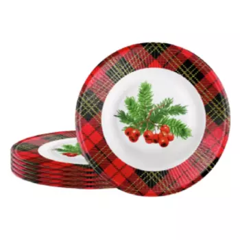 набор бумажных одноразовых тарелок FIOLENTO Рябина, 23 см, 6 шт