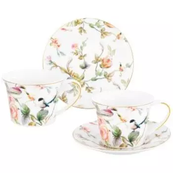 набор чайный ELAN GALLERY Певчие птички, 4 пр, 270 мл, фарфор