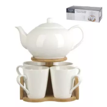 Набор чайный на подставке Naturel, 5 предметов, фарфор