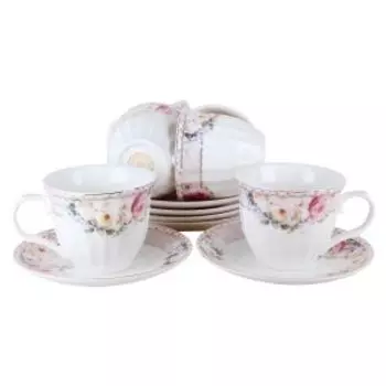 Набор чайный Нежность, 12 предметов, 220 мл, фарфор
