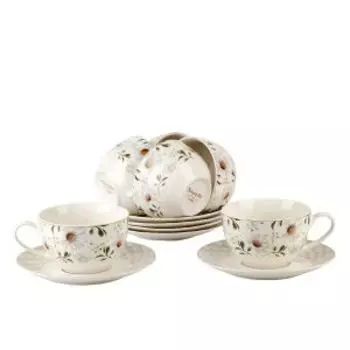 Набор чайный Nouvelle Home Camila, 6 персон, 12 предметов, 220 мл, фарфор