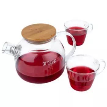 Набор чайный TalleR Сильвен, 3 предмета, стекло/бамбук