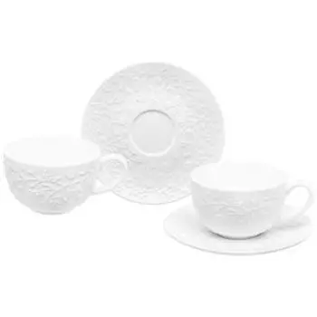 Набор чайный Веточки-цветочки, 4 предмета, 300 мл, фарфор