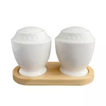 набор д/специй Снежная королева солонка+перечница на подставке 2пр, керамика/бамбук