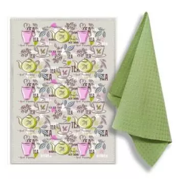 Набор для кухни Чай, 2 шт, 39х60 см, полулён/вафля, в ассортименте