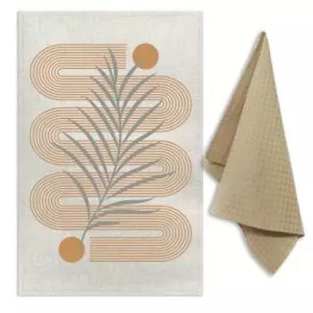 Набор для кухни Графика, 2 шт, 39х60 и 35х60 см, полулён/вафля, бежевый, в ассортименте