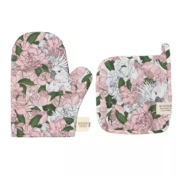 Набор для кухни Этель Попугай, 20х28/19х19 см, розовый, сатин