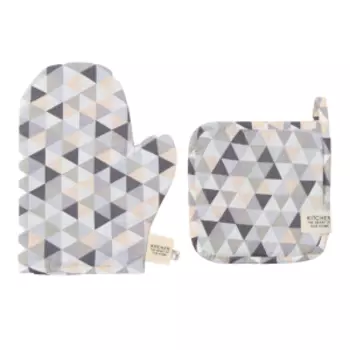 Набор для кухни Этель Треугольники, 20х28/19х19 см, серый, сатин