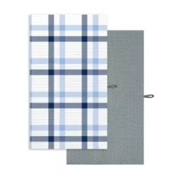 Набор для кухни Клетка Каледония, 2 шт, 35х60 см, вафля, шелкография, синяя