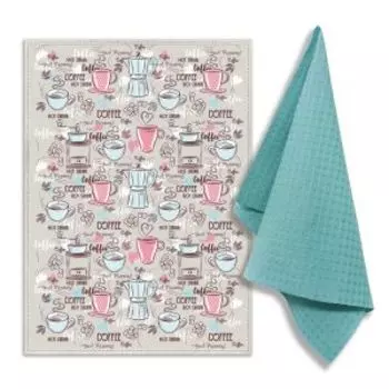 Набор для кухни Кофе, 2 шт, 39х60 см, полулён/вафля, в ассортименте