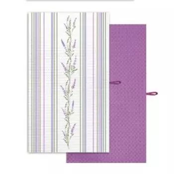 Набор для кухни Лаванда полоса, 2 шт, 35х60 см, вафля, шелкография, хлопок