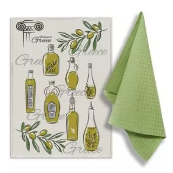 Набор для кухни Оливковое масло, 2 шт, 39х60 см, полулён/вафля, в ассортименте