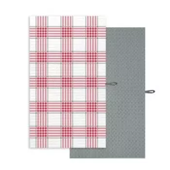 Набор для кухни Виндзорская красная, 2 шт, 27х46 см, вафля, 100% хлопок, шелкография