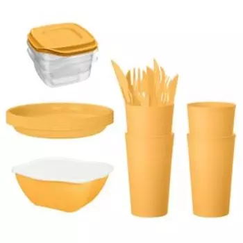 Набор для пикника, 19 предметов на 4 персоны, пластик