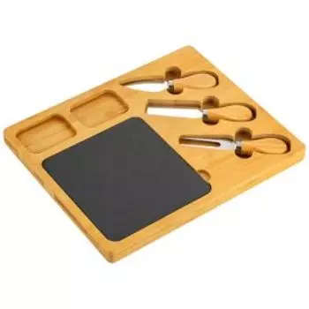 Набор для сервировки сыра, 5 предметов, бамбук/сланец/металл