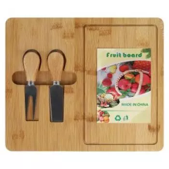 Набор для сервировки сыра Д, 29.5х24.5 см, бамбук/нерж. сталь