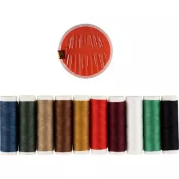 Набор для шитья: 10 мотков ниток + комплект игл, в ассортименте