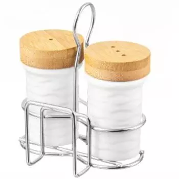 Набор для специй Elan Gallery Айсберг волны, 2 шт, 10х7х12 см, фарфор/бамбук/металл