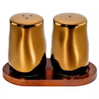 Набор для специй Elan Gallery Бронза, 2 шт, 13.5х7х9 см, фарфор/бамбук