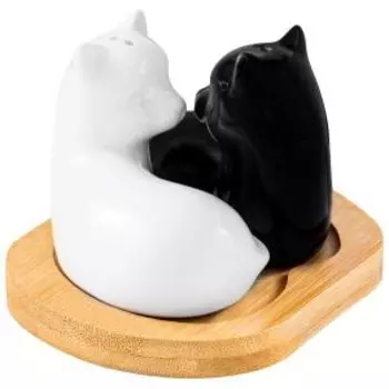 Набор для специй Кошки черно-белые, 2 шт, 11х9х7 см, фарфор