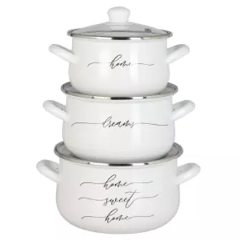 Набор кастрюль Sweet Home, 6 предметов, 1.5/1.9/2.8 л, эмалированная сталь